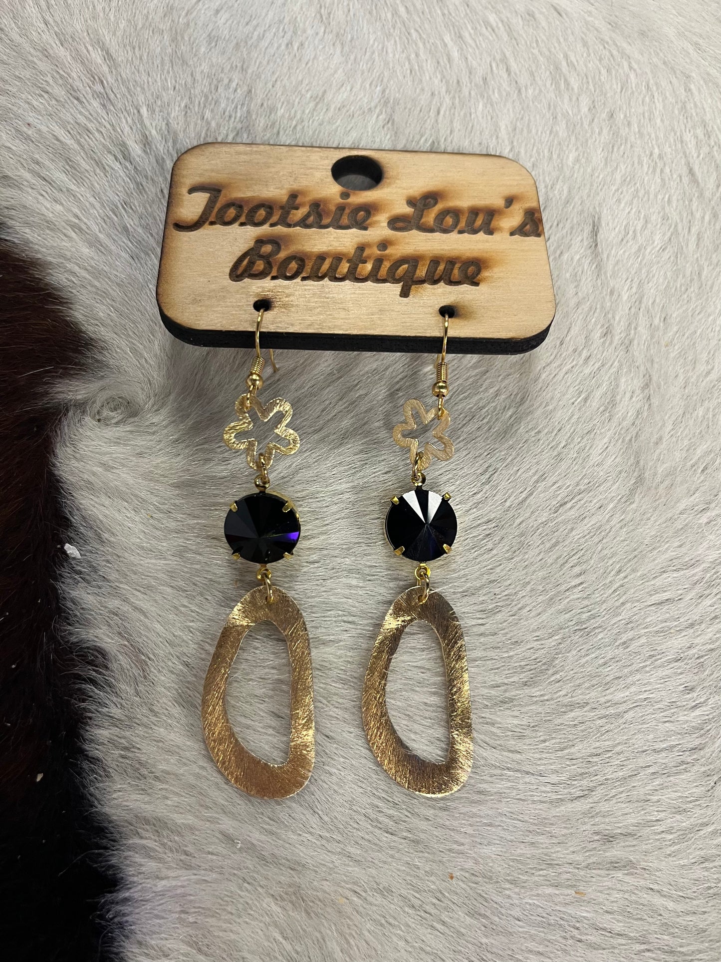 Black & Gold Dangle Earrings