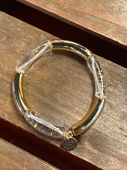 Clear & Gold Speckle Acrylic Bracelet