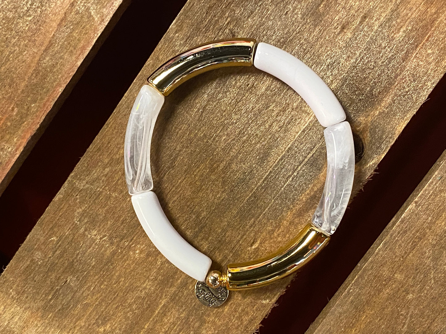 White & Gold Acrylic Bracelet