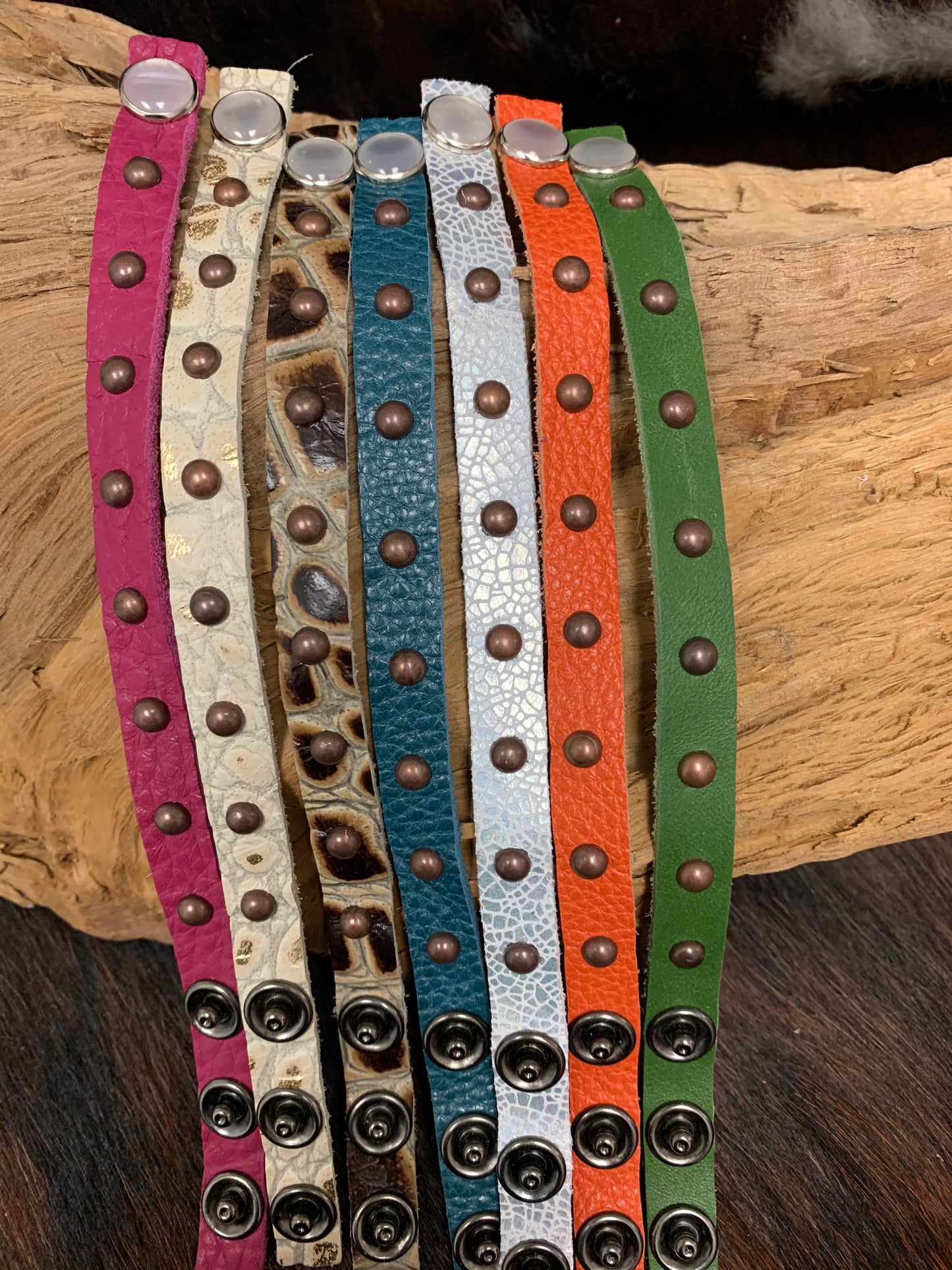 Leather Brad Bracelets