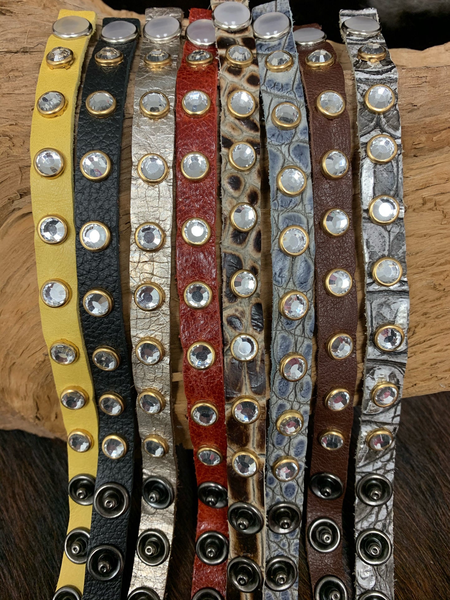Leather Rhinestone Bracelet