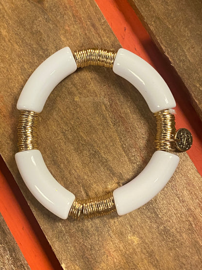 White & Gold Acrylic Bracelet