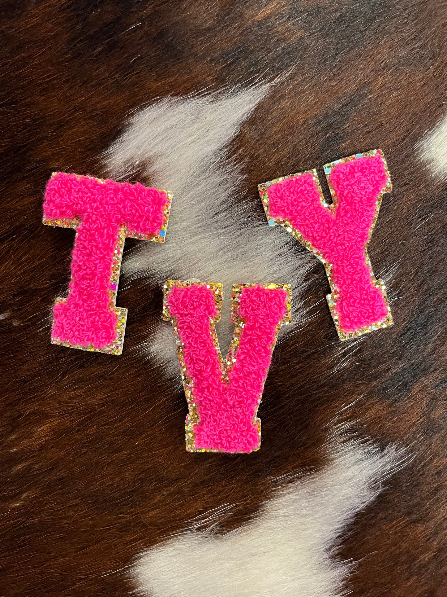 Hot Pink Chenille Patch Personalized Letters