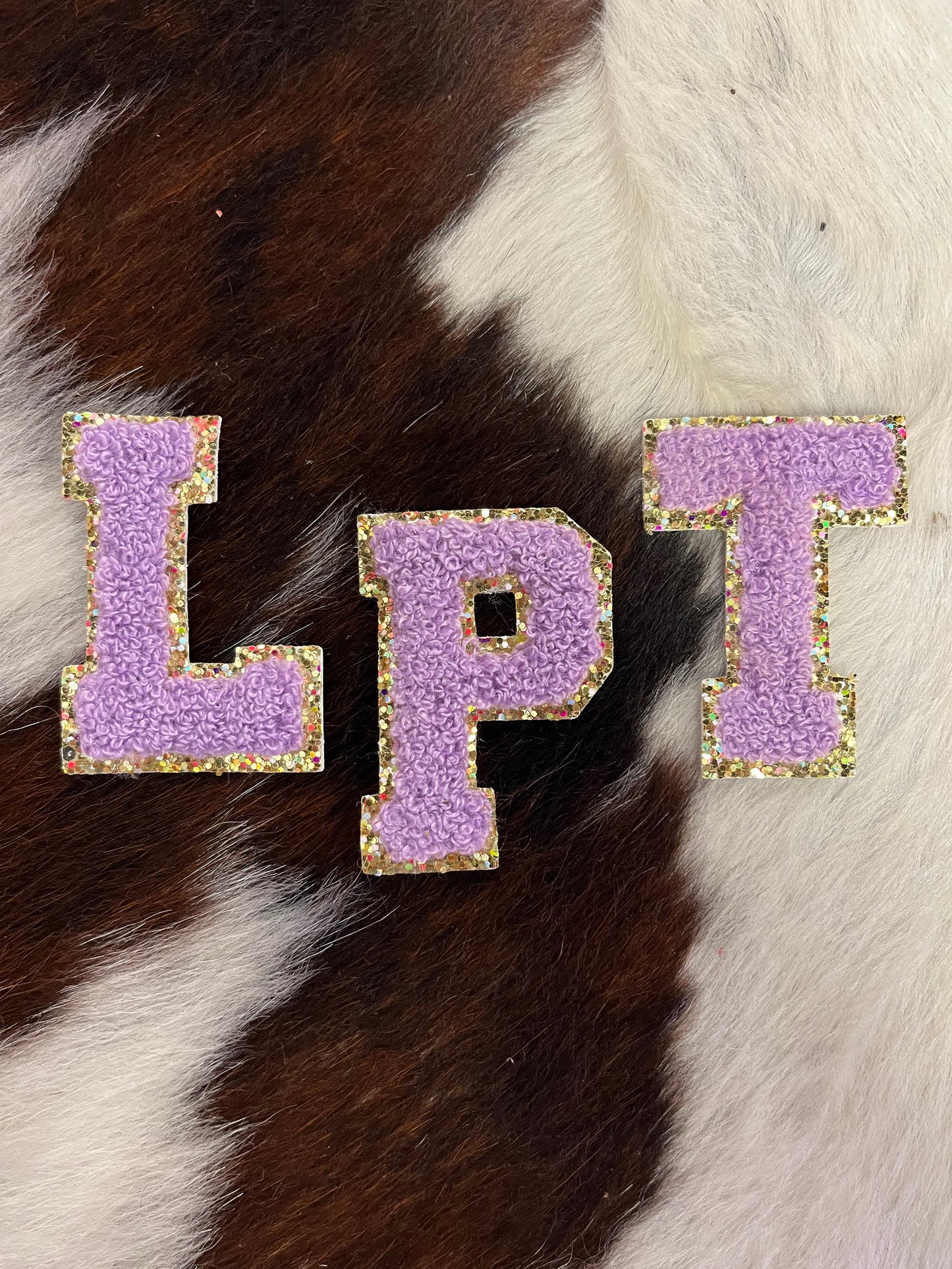 Lavender Chenille Patch Personalized Letters