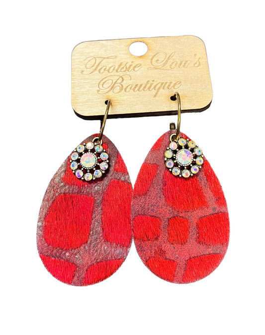 Red Rhinestone Earrings