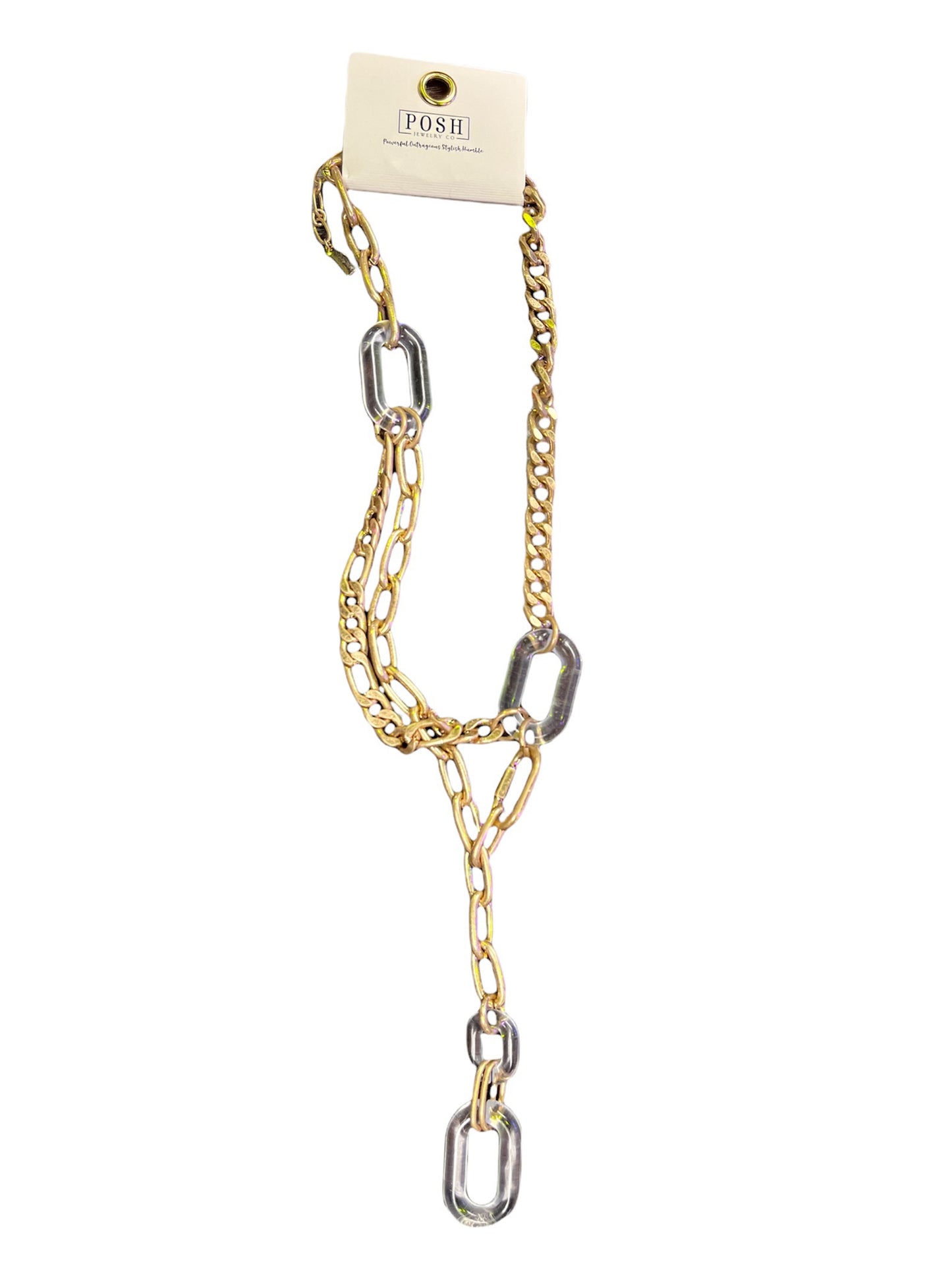 Gold & Clear Chain Link Necklace