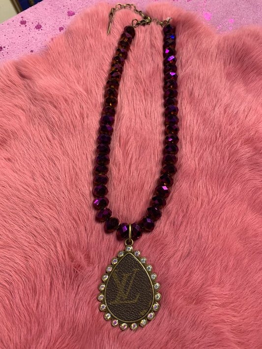 Purple Bead LV Necklace