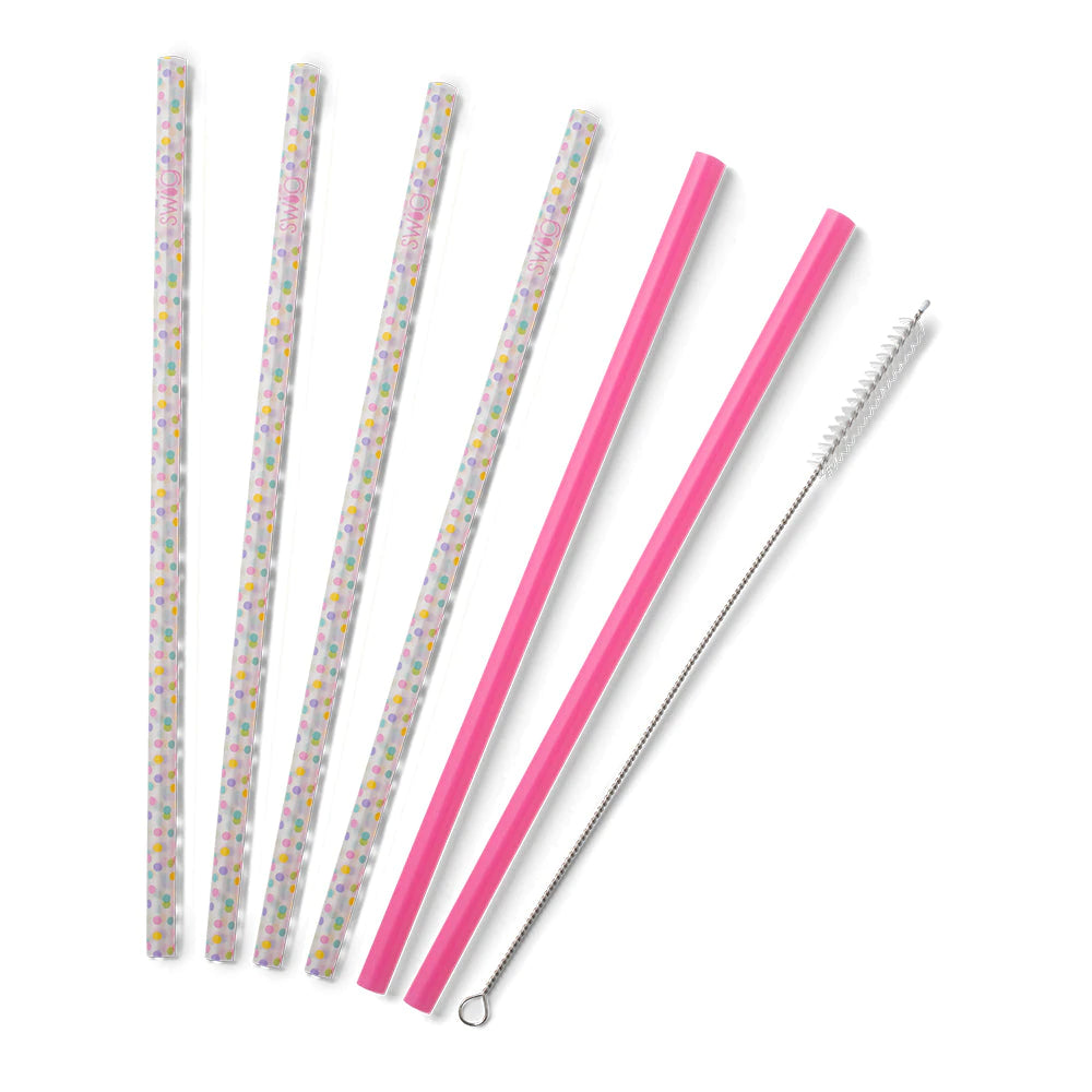 Swig Confetti + Pink Reusable Straw Set